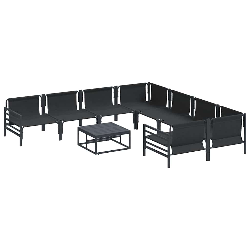 Set Divano da Giardino con cuscino 9 pcs Nero Acciaio | homemem39