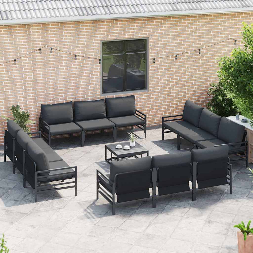 Set Divano da Giardino con cuscino 12 pcs Nero Acciaio | homemem39