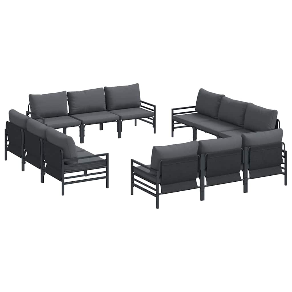Set Divano da Giardino con cuscino 12 pcs Nero Acciaio | homemem39