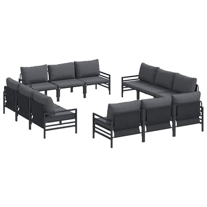Set Divano da Giardino con cuscino 12 pcs Nero Acciaio | homemem39