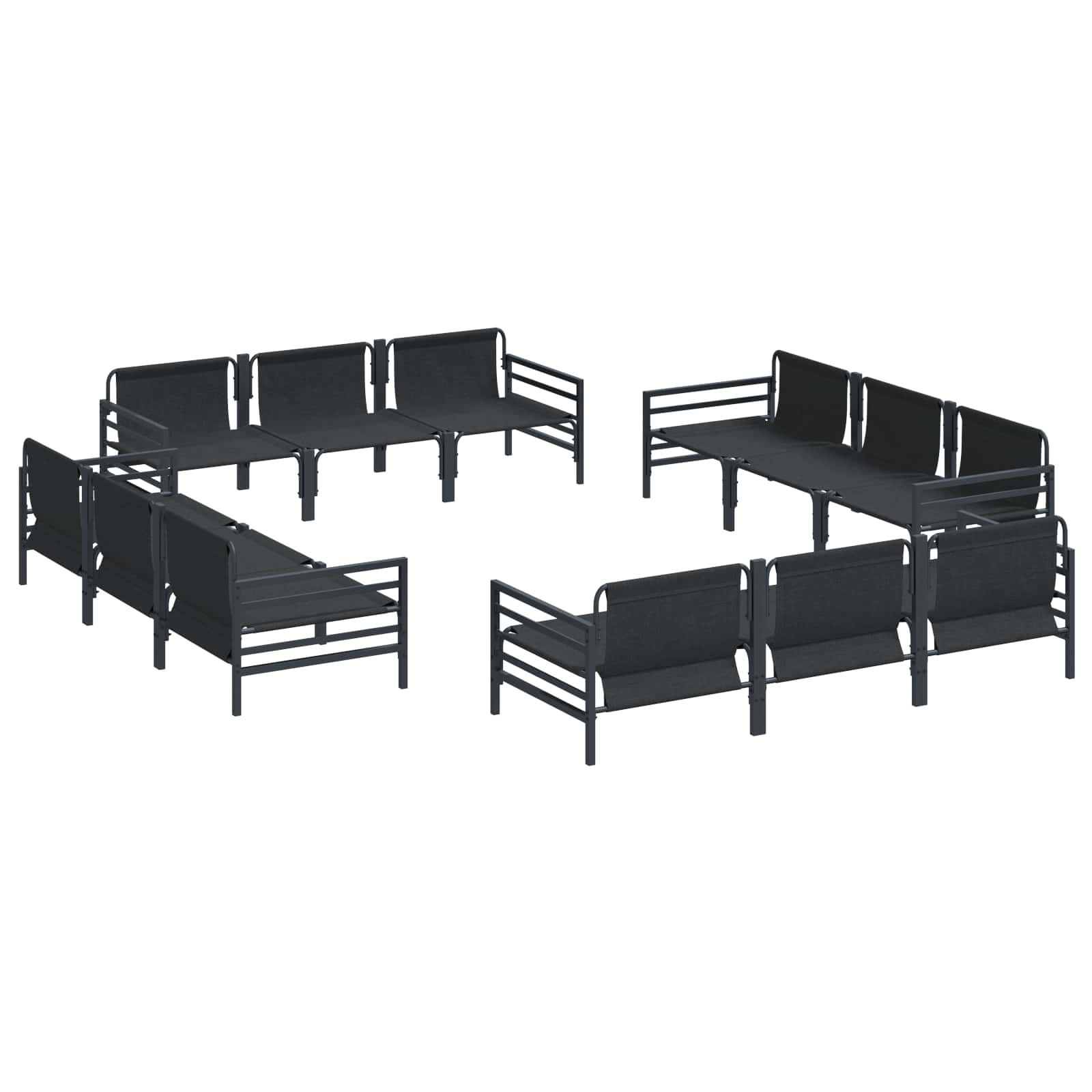 Set Divano da Giardino con cuscino 12 pcs Nero Acciaio | homemem39