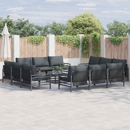 Set Divano da Giardino con cuscino 13 pcs Nero Acciaio | homemem39