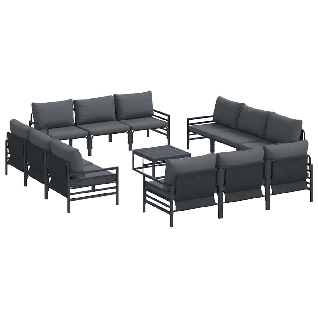 Set Divano da Giardino con cuscino 13 pcs Nero Acciaio | homemem39