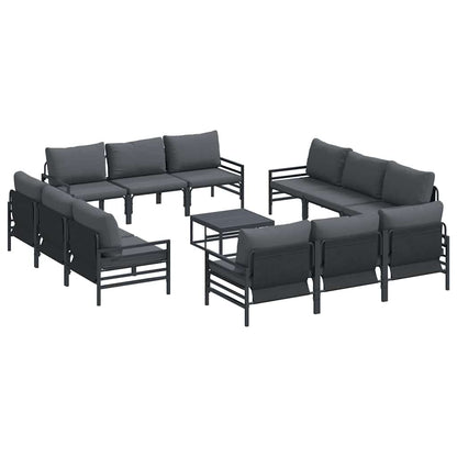 Set Divano da Giardino con cuscino 13 pcs Nero Acciaio | homemem39