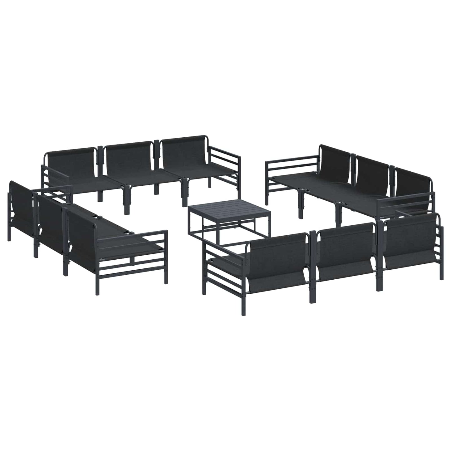 Set Divano da Giardino con cuscino 13 pcs Nero Acciaio | homemem39