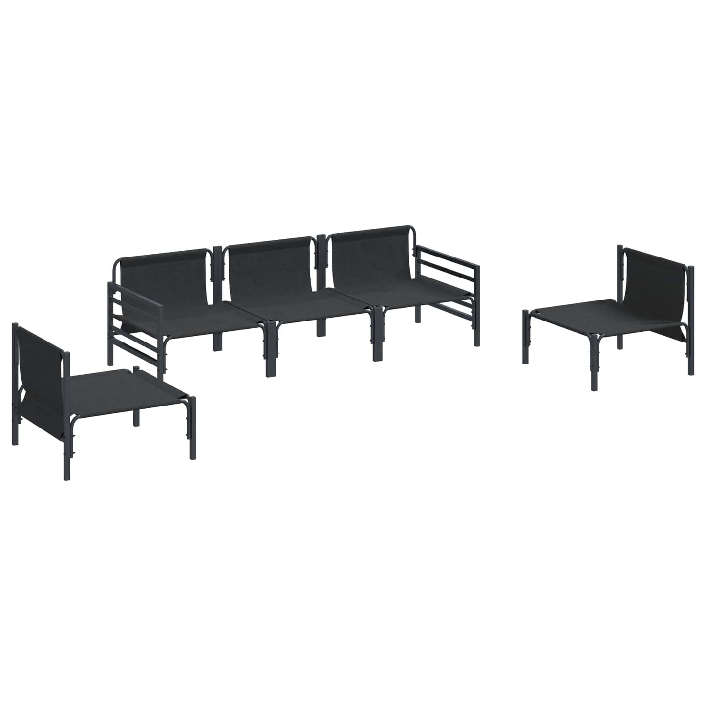 Set Divano da Giardino con cuscino 5 pcs Nero Acciaio | homemem39