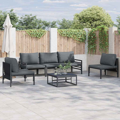 Set Divano da Giardino con cuscino 6 pcs Nero Acciaio | homemem39
