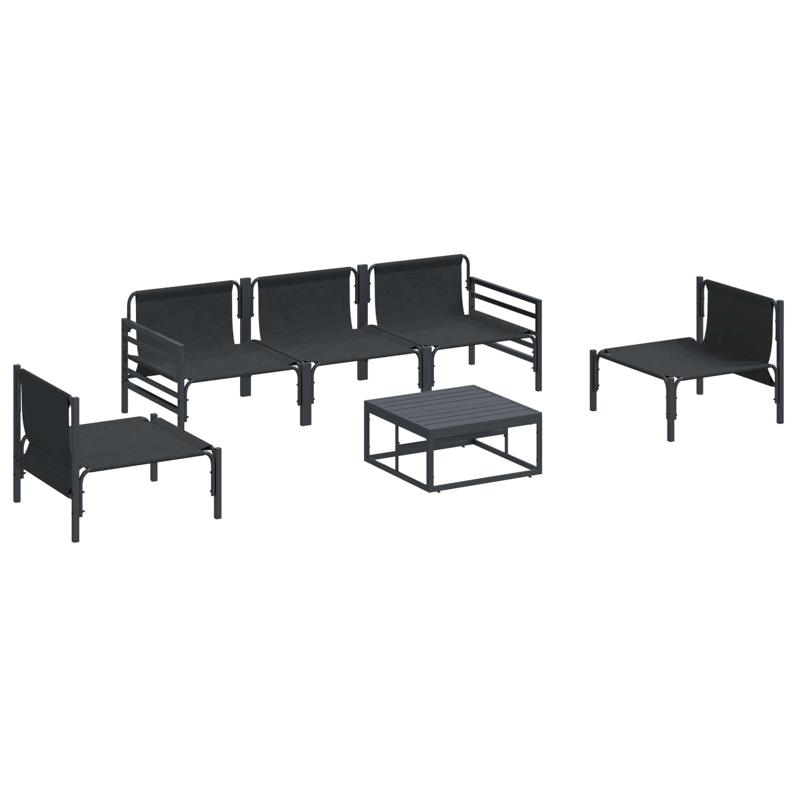 Set Divano da Giardino con cuscino 6 pcs Nero Acciaio | homemem39