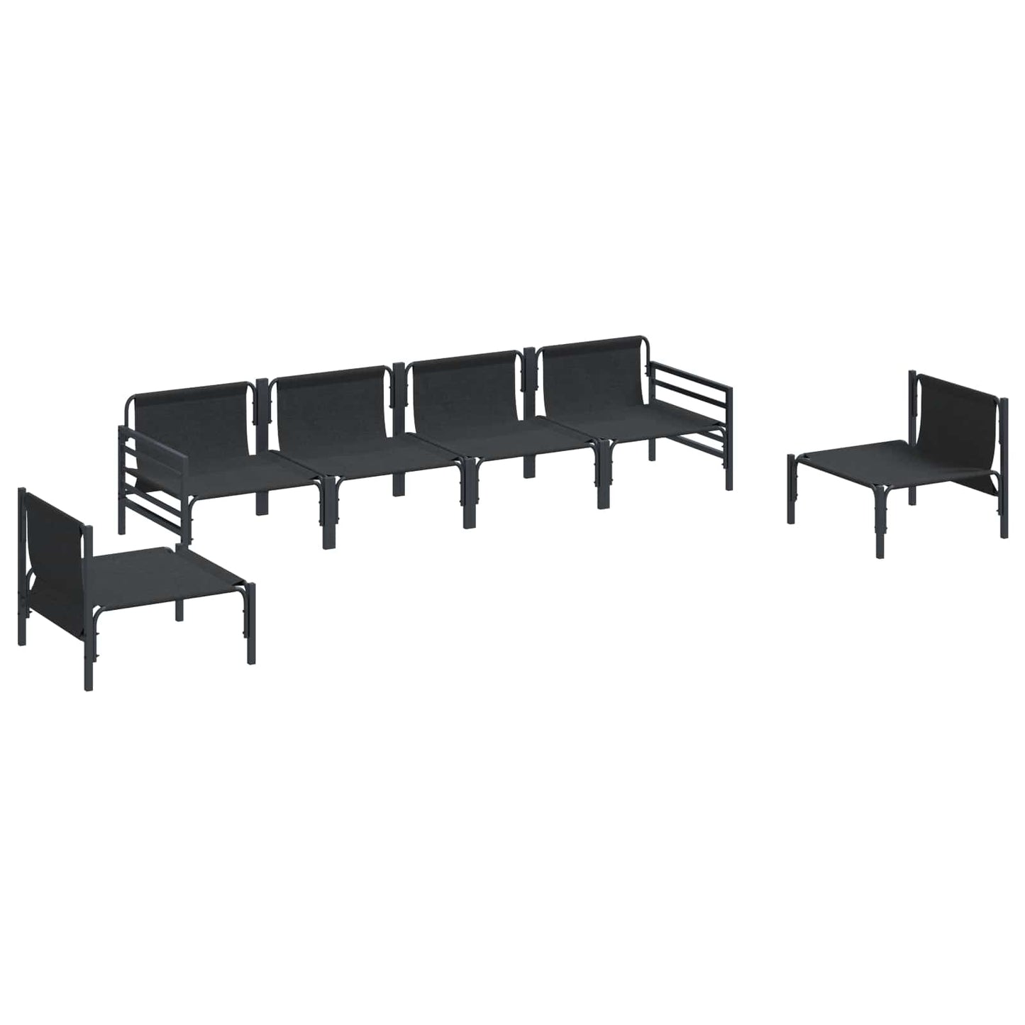 Set Divano da Giardino con cuscino 6 pcs Nero Acciaio | homemem39