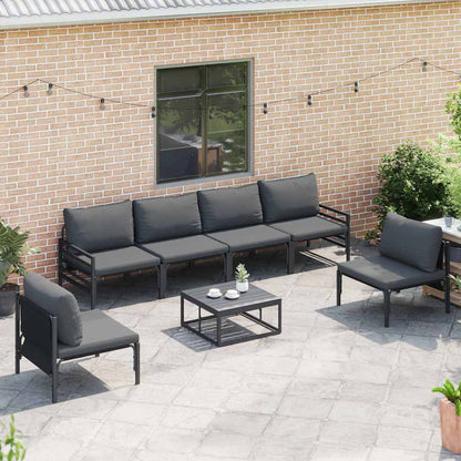 Set Divano da Giardino con cuscino 7 pcs Nero Acciaio | homemem39