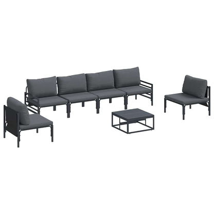 Set Divano da Giardino con cuscino 7 pcs Nero Acciaio | homemem39