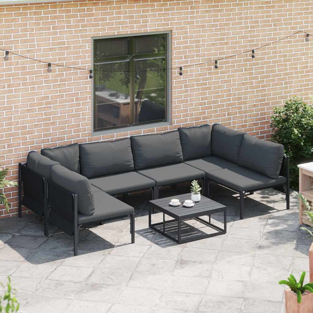 Set Divano da Giardino con cuscino 6 pcs Nero Acciaio | homemem39