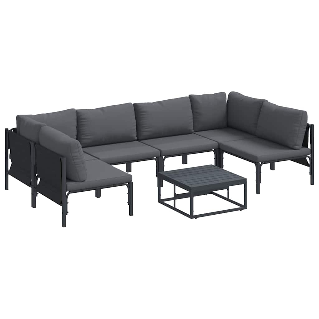 Set Divano da Giardino con cuscino 7 pcs Nero Acciaio | homemem39