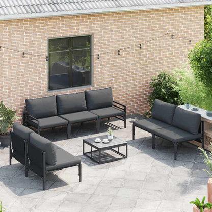 Set Divano da Giardino con cuscino 8 pcs Nero Acciaio | homemem39