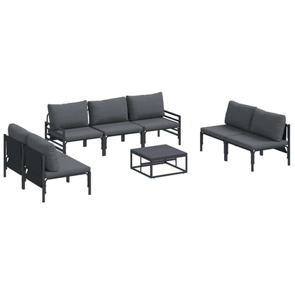 Set Divano da Giardino con cuscino 8 pcs Nero Acciaio | homemem39