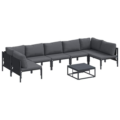 Set Divano da Giardino con cuscino 8 pcs Nero Acciaio