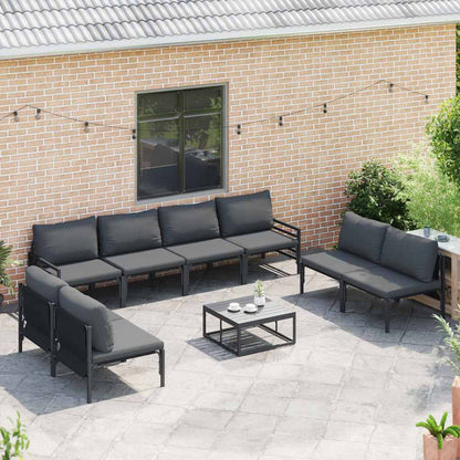 Set Divano da Giardino con cuscino 9 pcs Nero Acciaio | homemem39