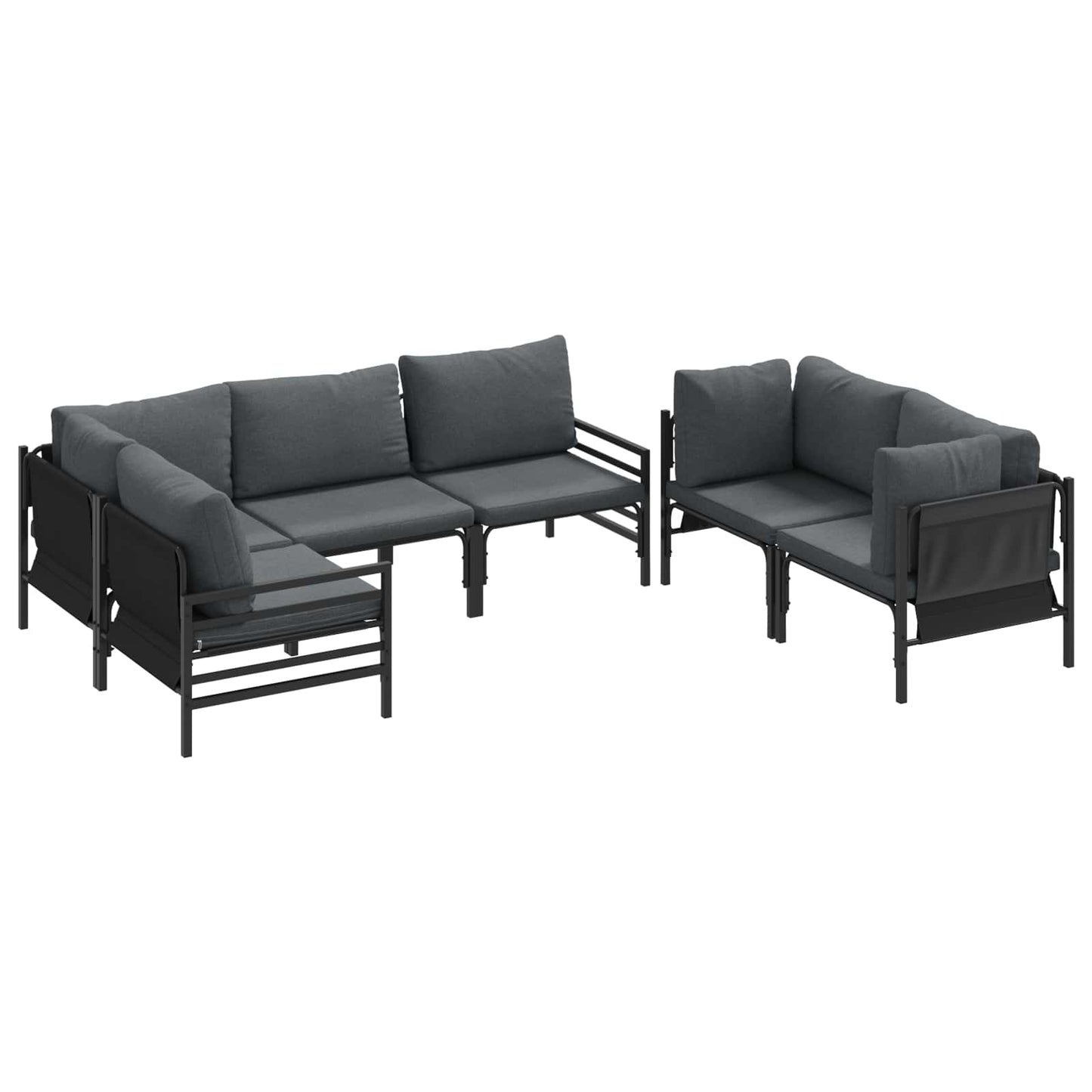 Set Divano da Giardino con cuscino 6 pcs Nero Acciaio | homemem39