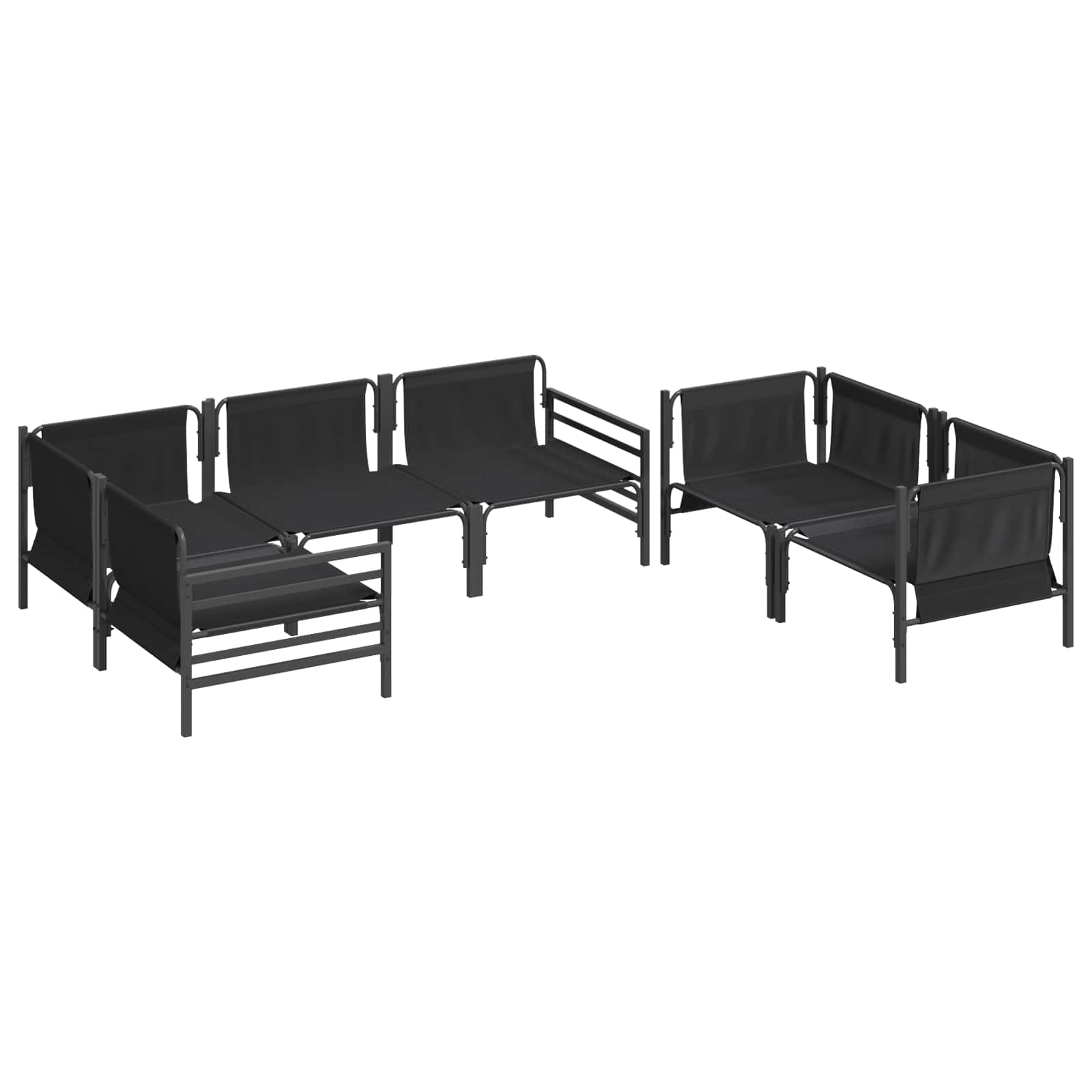 Set Divano da Giardino con cuscino 6 pcs Nero Acciaio | homemem39