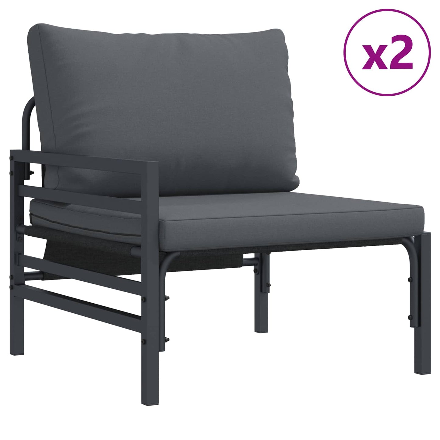 Set Divano da Giardino con cuscino 6 pcs Nero Acciaio | homemem39