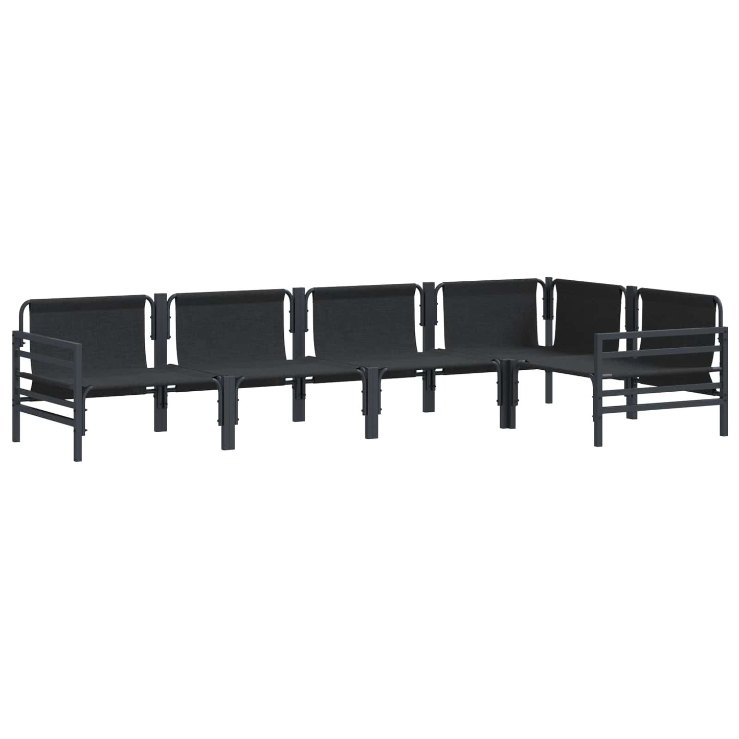Set Divano da Giardino con cuscino 5 pcs Nero Acciaio | homemem39