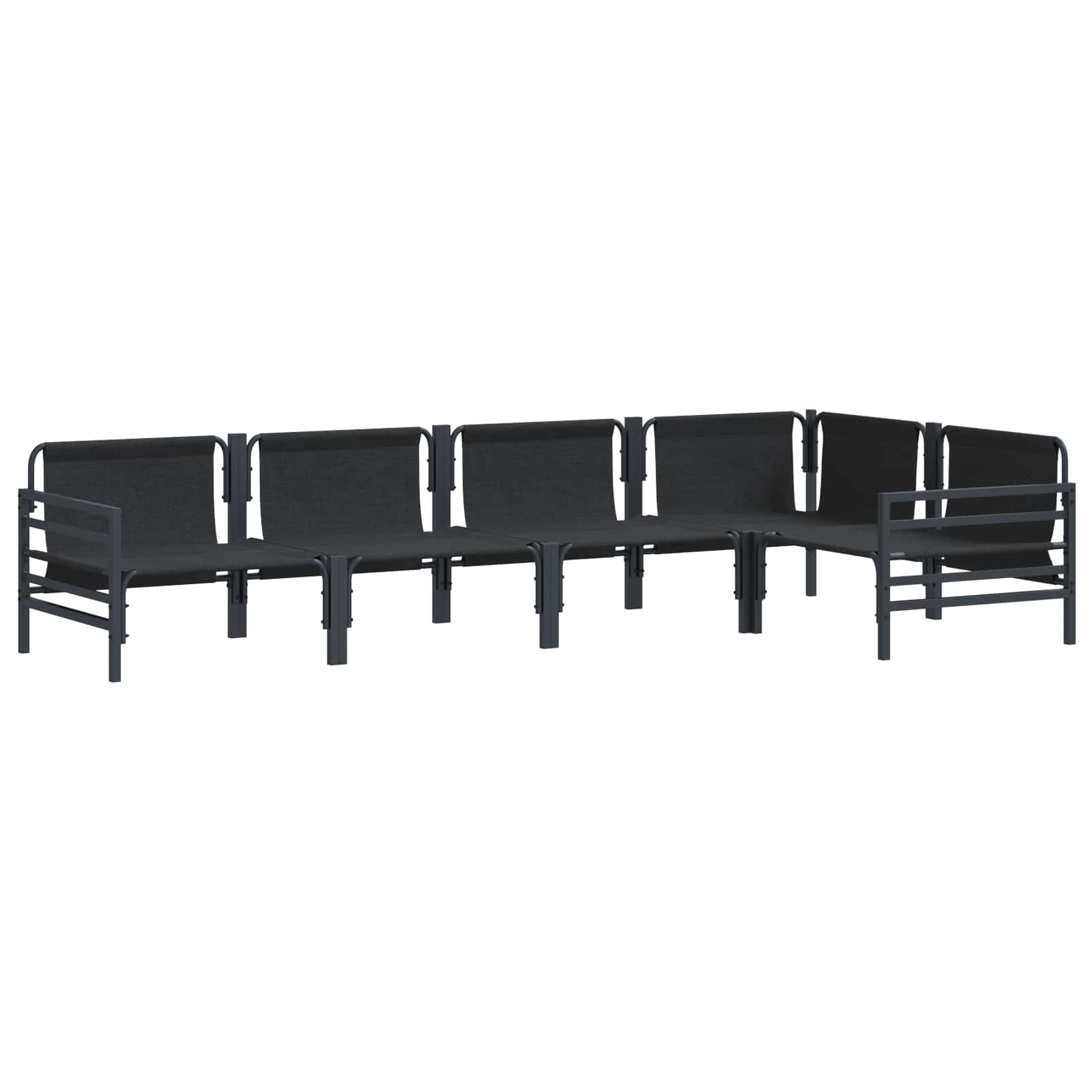 Set Divano da Giardino con cuscino 5 pcs Nero Acciaio | homemem39