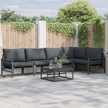 Set Divano da Giardino con cuscino 6 pcs Nero Acciaio | homemem39