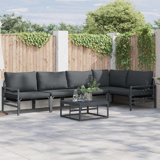 Set Divano da Giardino con cuscino 6 pcs Nero Acciaio | homemem39