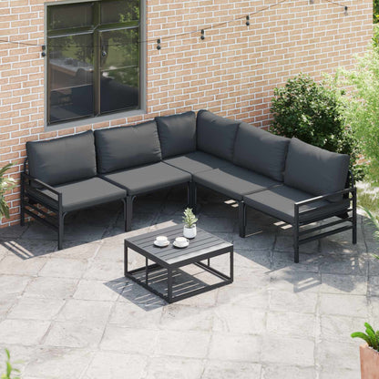 Set Divano da Giardino con cuscino 6 pcs Nero Acciaio | homemem39