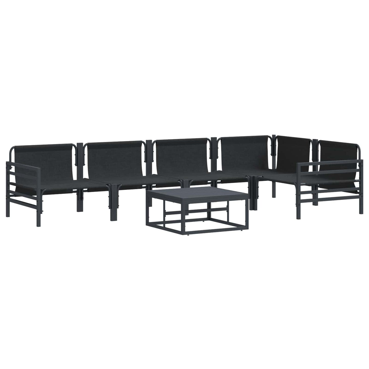 Set Divano da Giardino con cuscino 6 pcs Nero Acciaio | homemem39