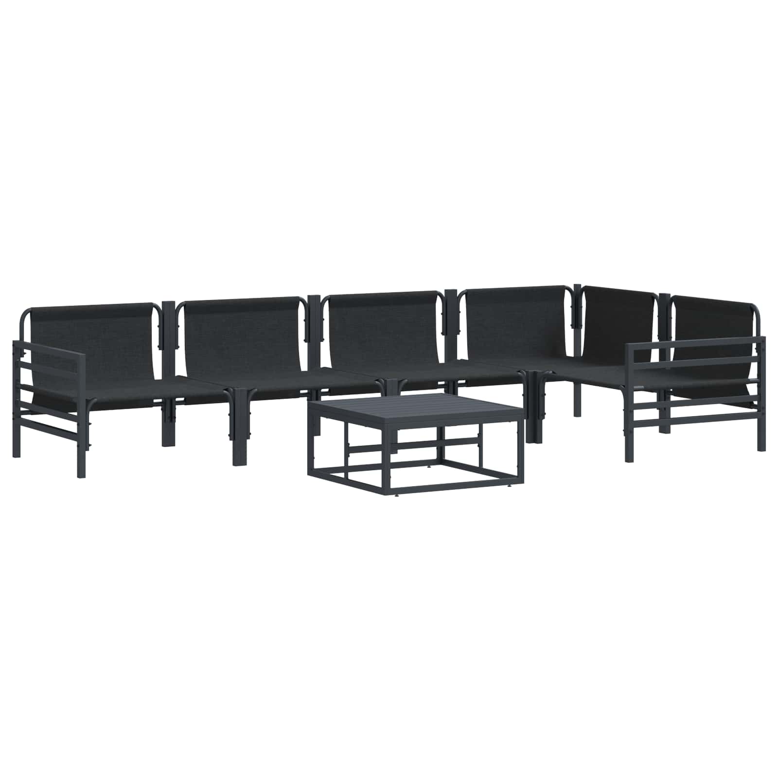 Set Divano da Giardino con cuscino 6 pcs Nero Acciaio | homemem39