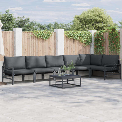 Set Divano da Giardino con cuscino 6 pcs Nero Acciaio | homemem39