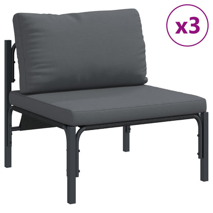 Set Divano da Giardino con cuscino 7 pcs Nero Acciaio