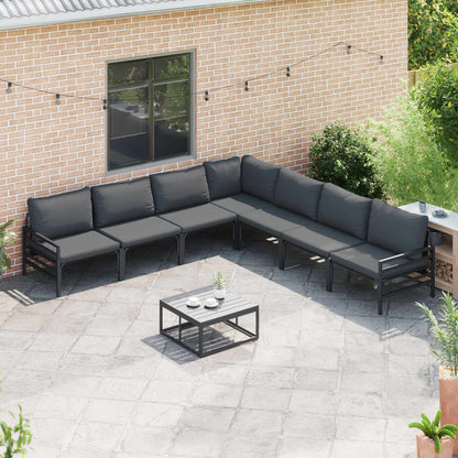 Set Divano da Giardino con cuscino 7 pcs Nero Acciaio | homemem39