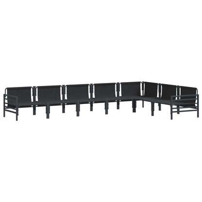 Set Divano da Giardino con cuscino 7 pcs Nero Acciaio | homemem39