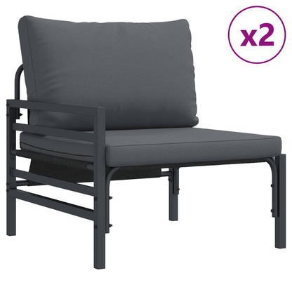 Set Divano da Giardino con cuscino 7 pcs Nero Acciaio | homemem39