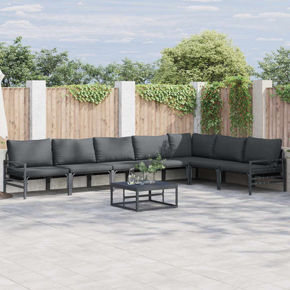 Set Divano da Giardino con cuscino 8 pcs Nero Acciaio | homemem39