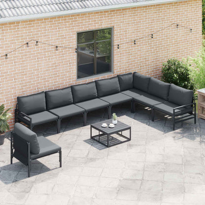 Set Divano da Giardino con cuscino 8 pcs Nero Acciaio | homemem39