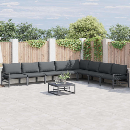 Set Divano da Giardino con cuscino 9 pcs Nero Acciaio | homemem39