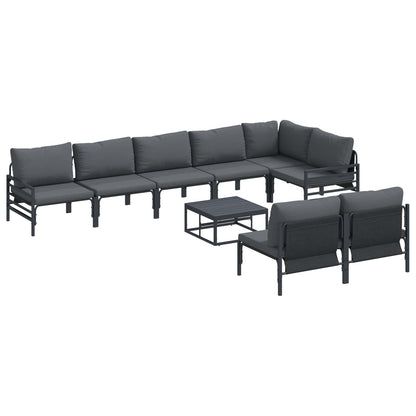 Set Divano da Giardino 9 pz Nero Acciaio