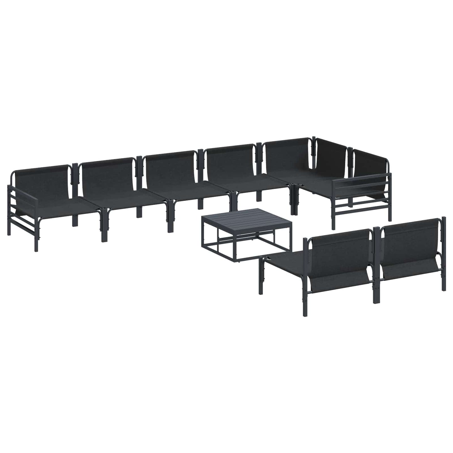 Set Divano da Giardino con cuscino 9 pcs Nero Acciaio | homemem39