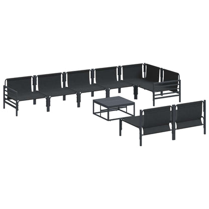 Set Divano da Giardino con cuscino 9 pcs Nero Acciaio | homemem39