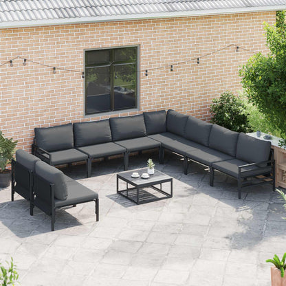 Set Divano da Giardino con cuscino 9 pcs Nero Acciaio | homemem39