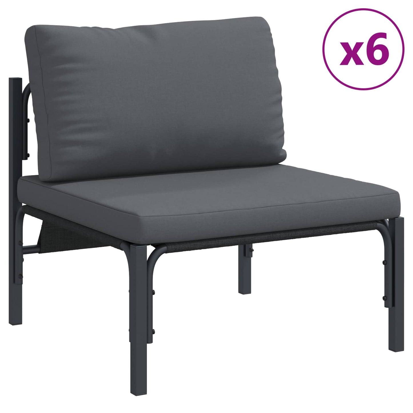 Set Divano da Giardino con cuscino 9 pcs Nero Acciaio | homemem39