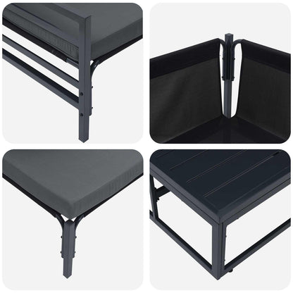 Set Divano da Giardino con cuscino 10 pcs Nero Acciaio