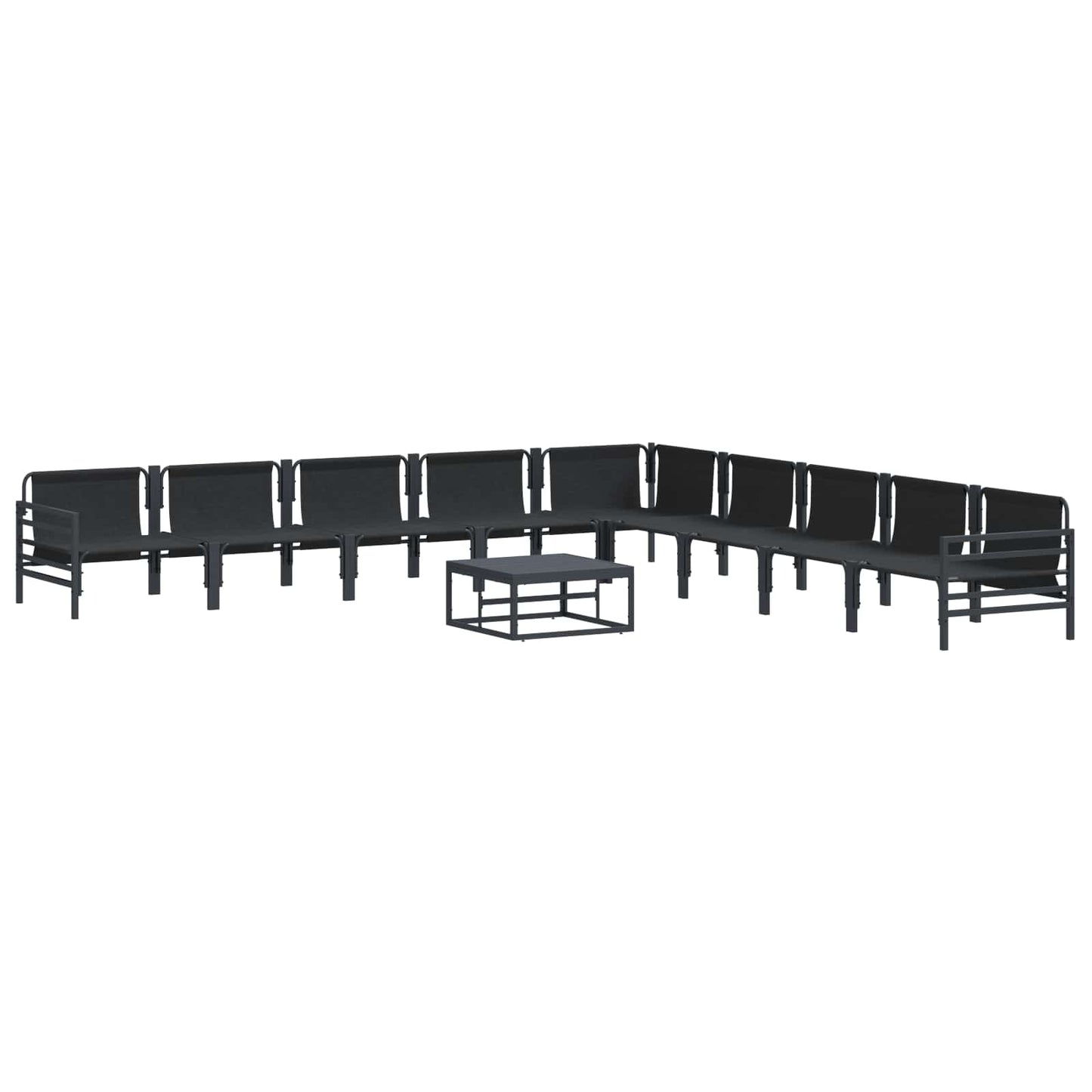 Set Divano da Giardino con cuscino 10 pcs Nero Acciaio | homemem39