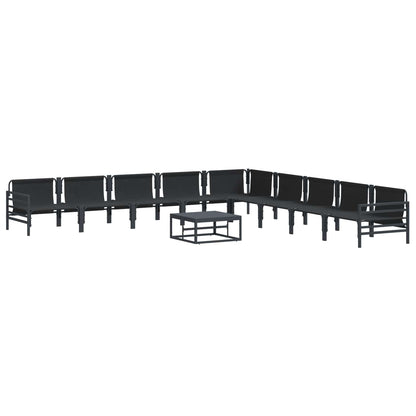Set Divano da Giardino con cuscino 10 pcs Nero Acciaio | homemem39