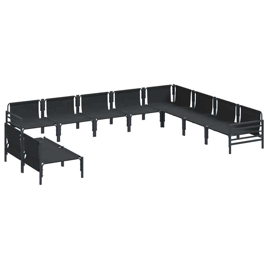 Set Divano da Giardino con cuscino 10 pcs Nero Acciaio | homemem39