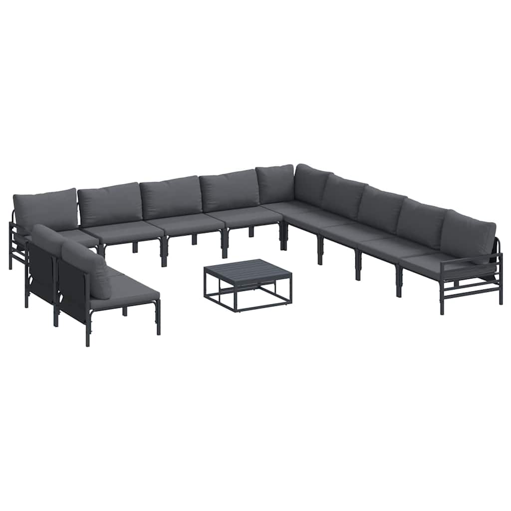 Set Divano da Giardino con cuscino 12 pcs Nero Acciaio | homemem39