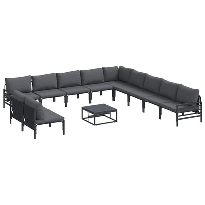 Set Divano da Giardino con cuscino 12 pcs Nero Acciaio | homemem39